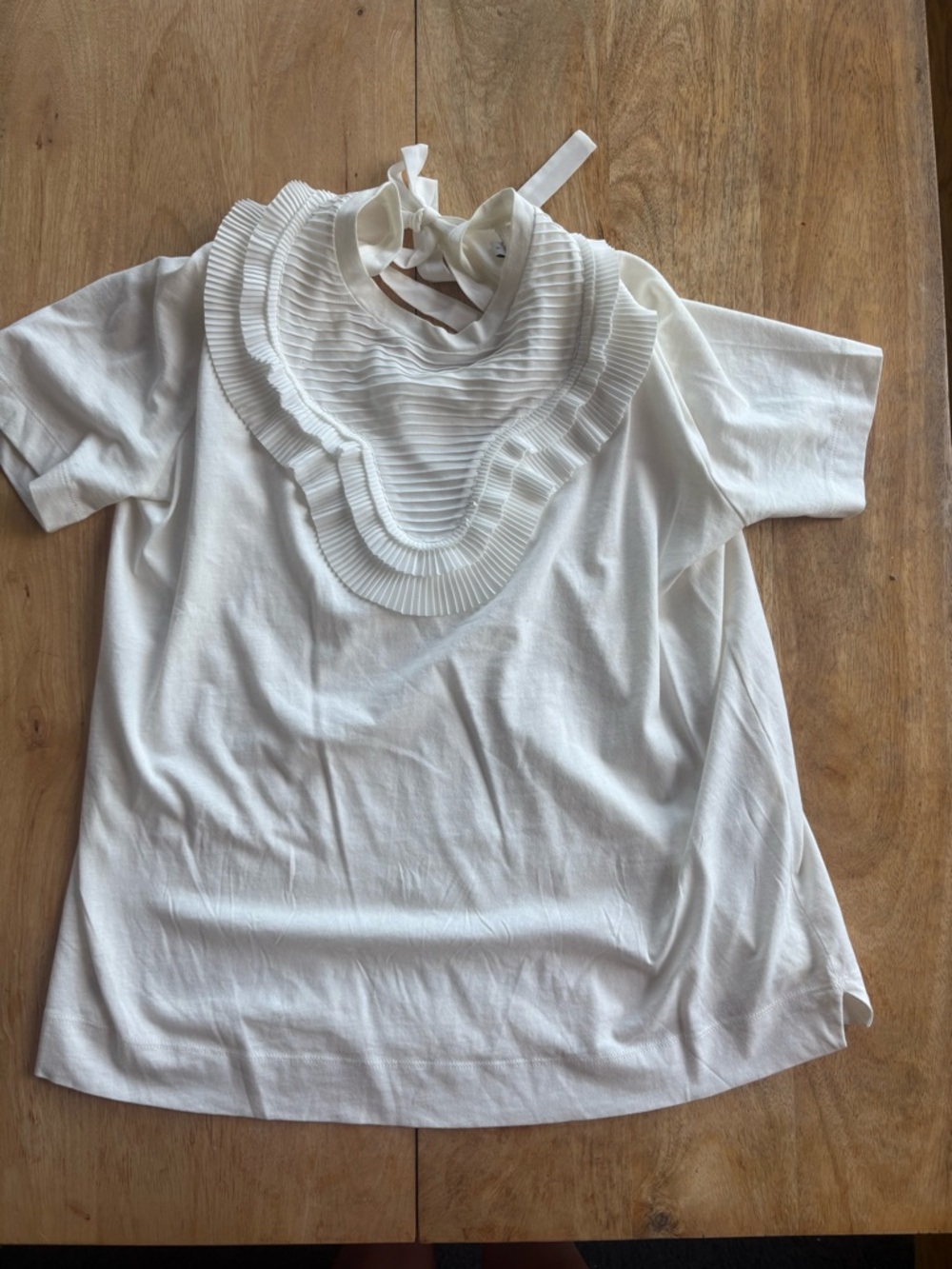 Sandro Paris White Ruffled Bib Tee - Sz 2